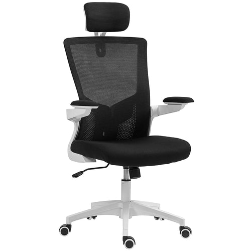 Ergonomic Office Chair, Swivel Desk Chair, Adjustable Lumbar Support, Headrest, Flip-Up Armrests, Black