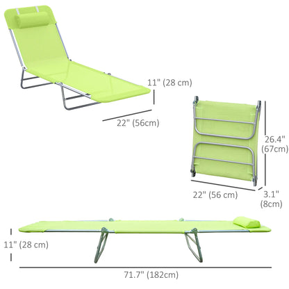 Portable Adjustable Reclining Lounge Chair, Folding Chaise, Light Green Lounger Chairs at Gallery Canada