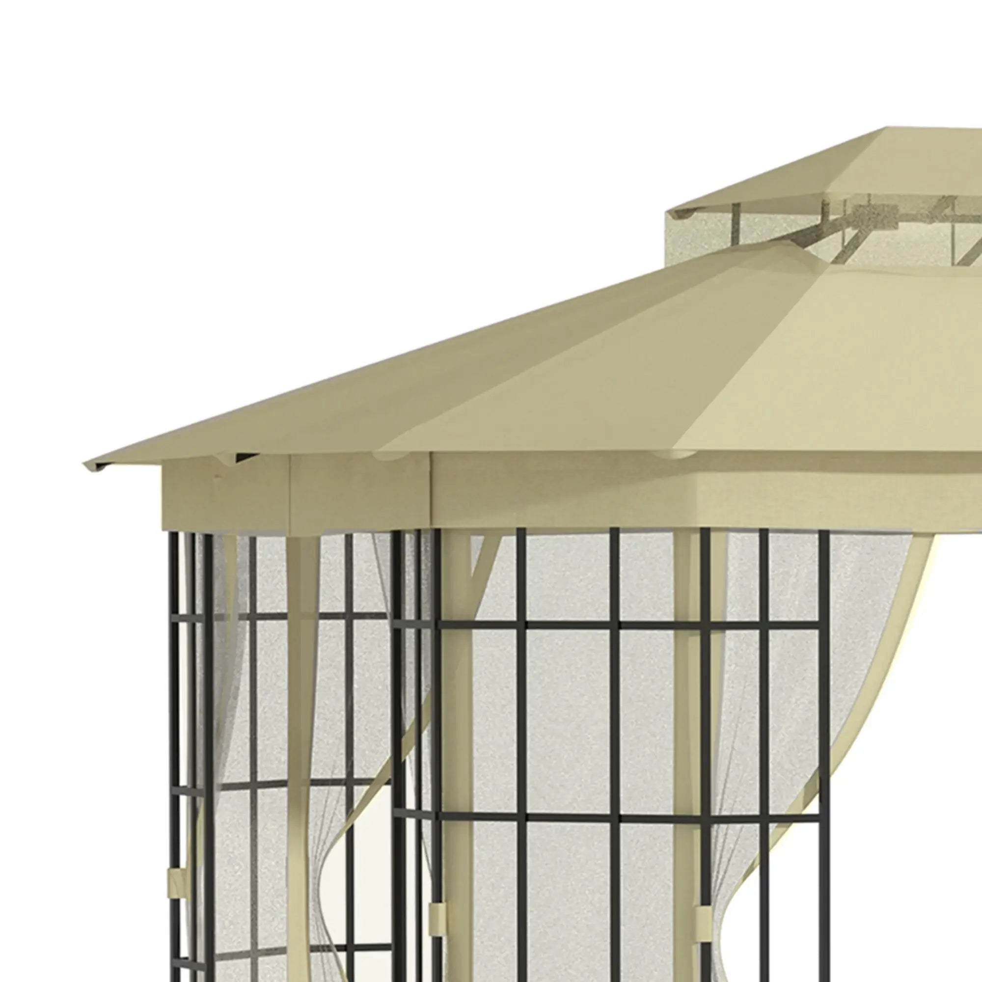 12'x10' Soft-Top Patio Gazebo, Steel Frame, Vented Roof, Mosquito Netting, Beige Gazebos at Gallery Canada