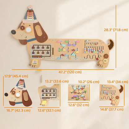 Tableau d'activités mural en bois, Panneau sensoriel Montessori, Teckel, Tout-petit