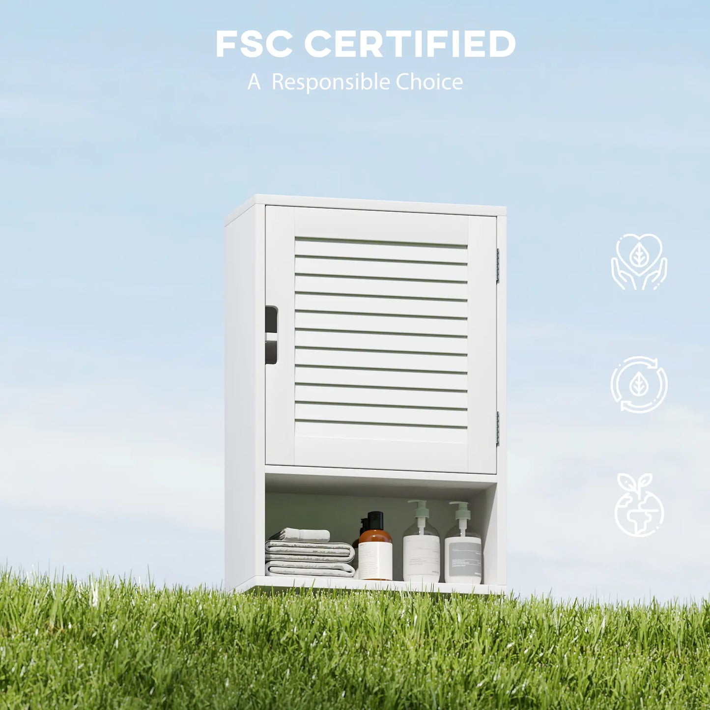 Wall Mounted Bathroom Cabinet, Adjustable Shelves, 40 x 20 x 60 cm, White Wall Mounted Cabinets at Gallery Canada