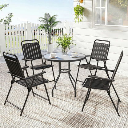Folding Garden Chairs, Set Of 4, Steel Frame With Armrests, Black Patio Chairs at Gallery Canada
