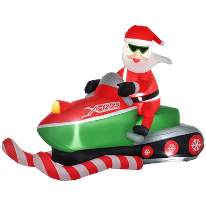 5.2ft Inflatable Santa Claus with Snowmobile, LED Lighted Christmas Inflatables Green, Red at Gallery Canada
