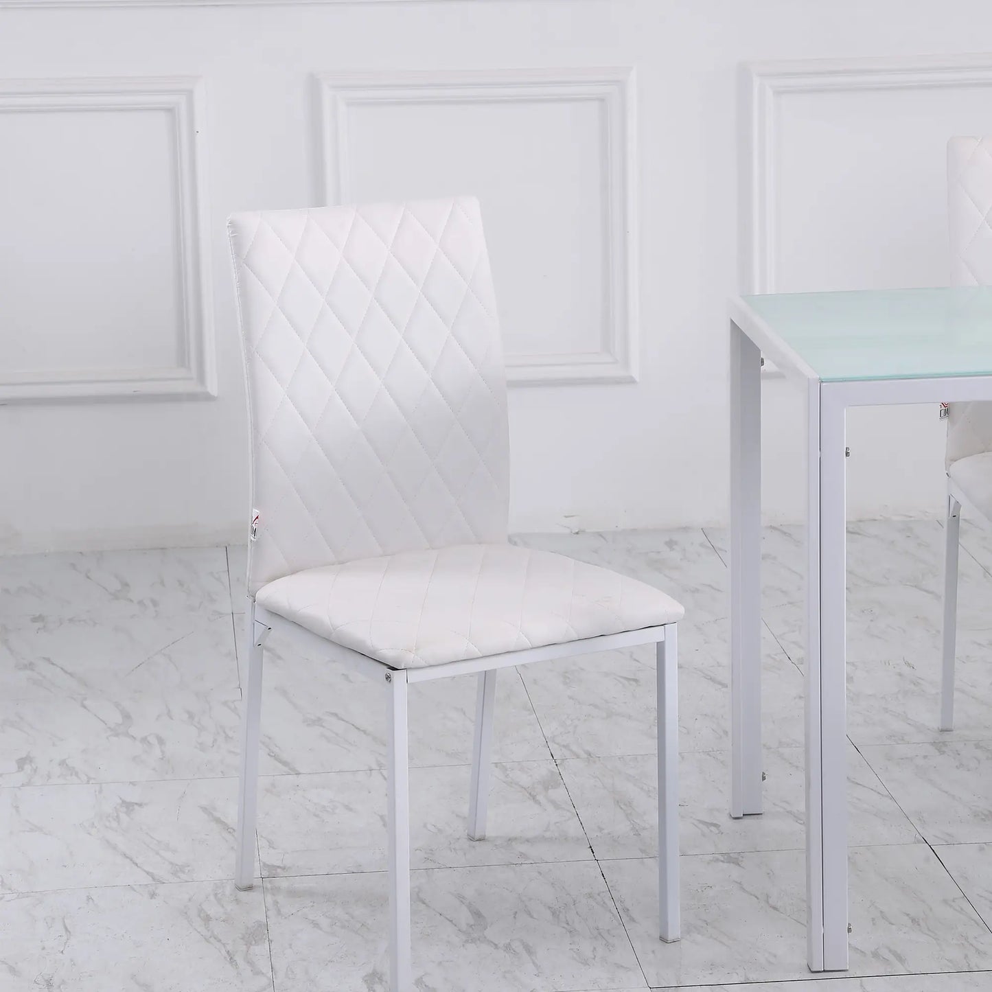 Modern Dining Chairs Set of 4, Upholstered Faux Leather, White Bar Stools at Gallery Canada