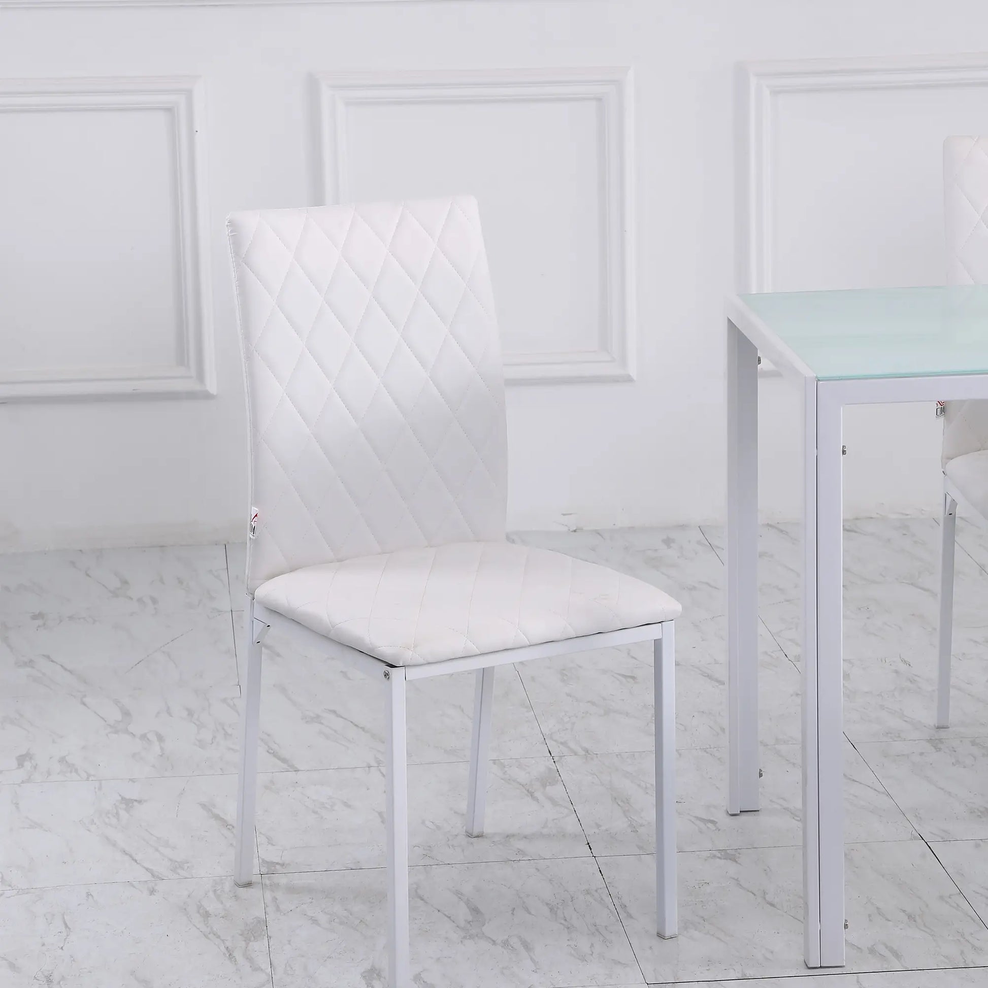 Modern Dining Chairs Set of 4, Upholstered Faux Leather, White Bar Stools at Gallery Canada
