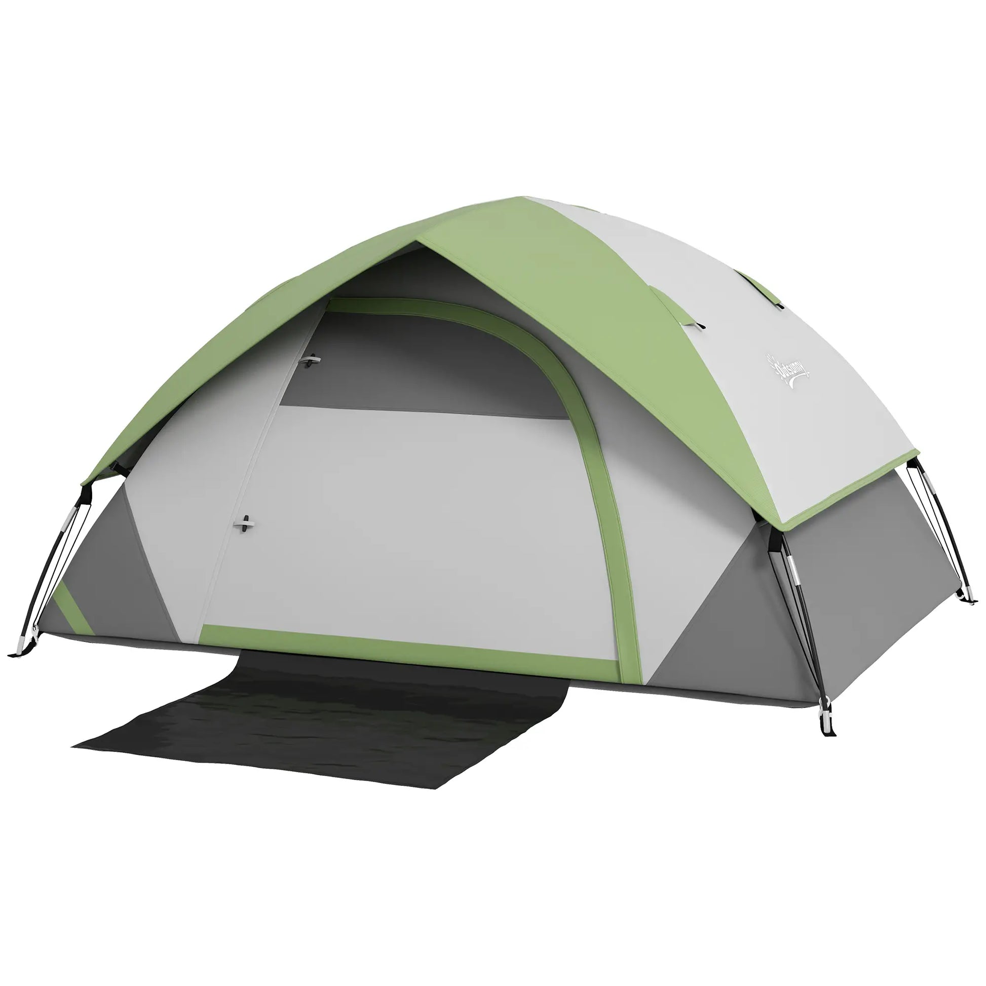 3000mm Waterproof 2 Man Camping Tent, Sewn-in Groundsheet, Carry Bag, Grey Green Camping Tents Green and Grey at Gallery Canada