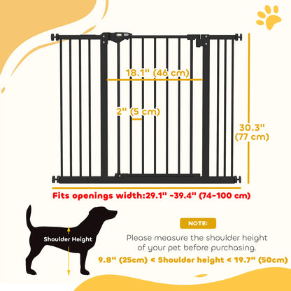 30 Inch Tall Pet Gate with Door, Includes Extensions Kit, Black Houses, Kennels & Pens at Gallery Canada
