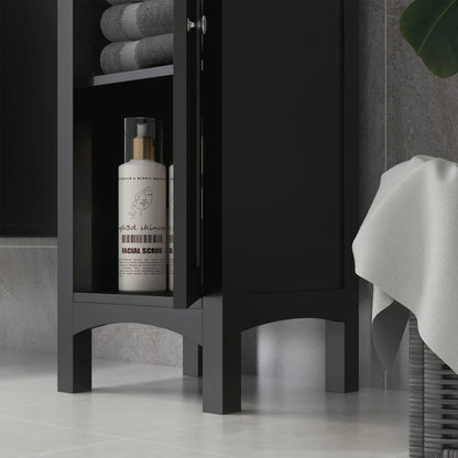 Tall Bathroom Cabinet, Freestanding Storage Organizer, 15" x 13" x 63", Black Bathroom Cabinets at Gallery Canada