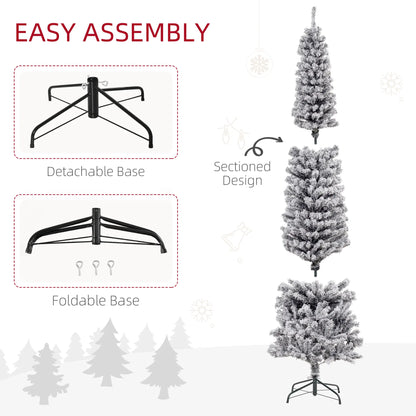 7.5ft Flocked Pencil Christmas Tree, Realistic Branch Tips, Black Flocked Christmas Trees at Gallery Canada