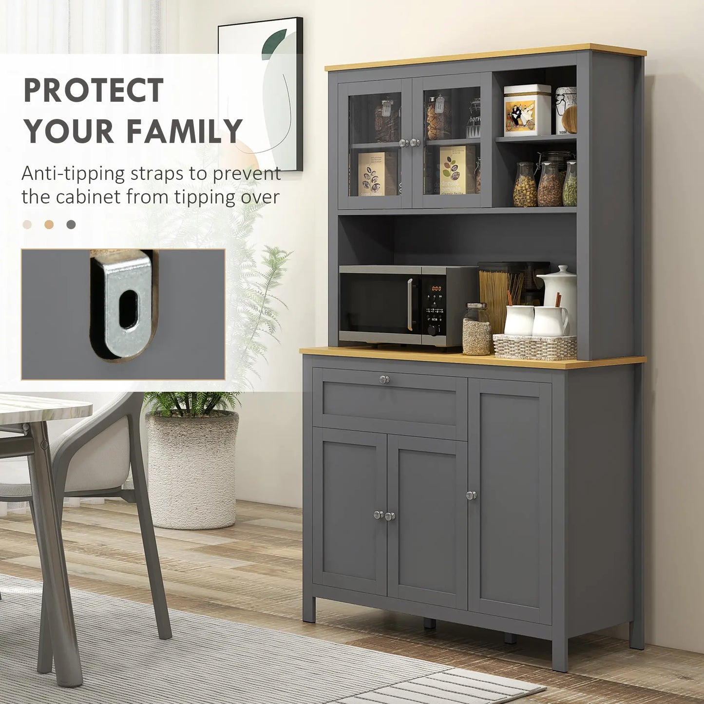 5-Door Kitchen Pantry Cabinet, Adjustable Shelves, 71 Inch Kitchen Pantry Cabinets at Gallery Canada