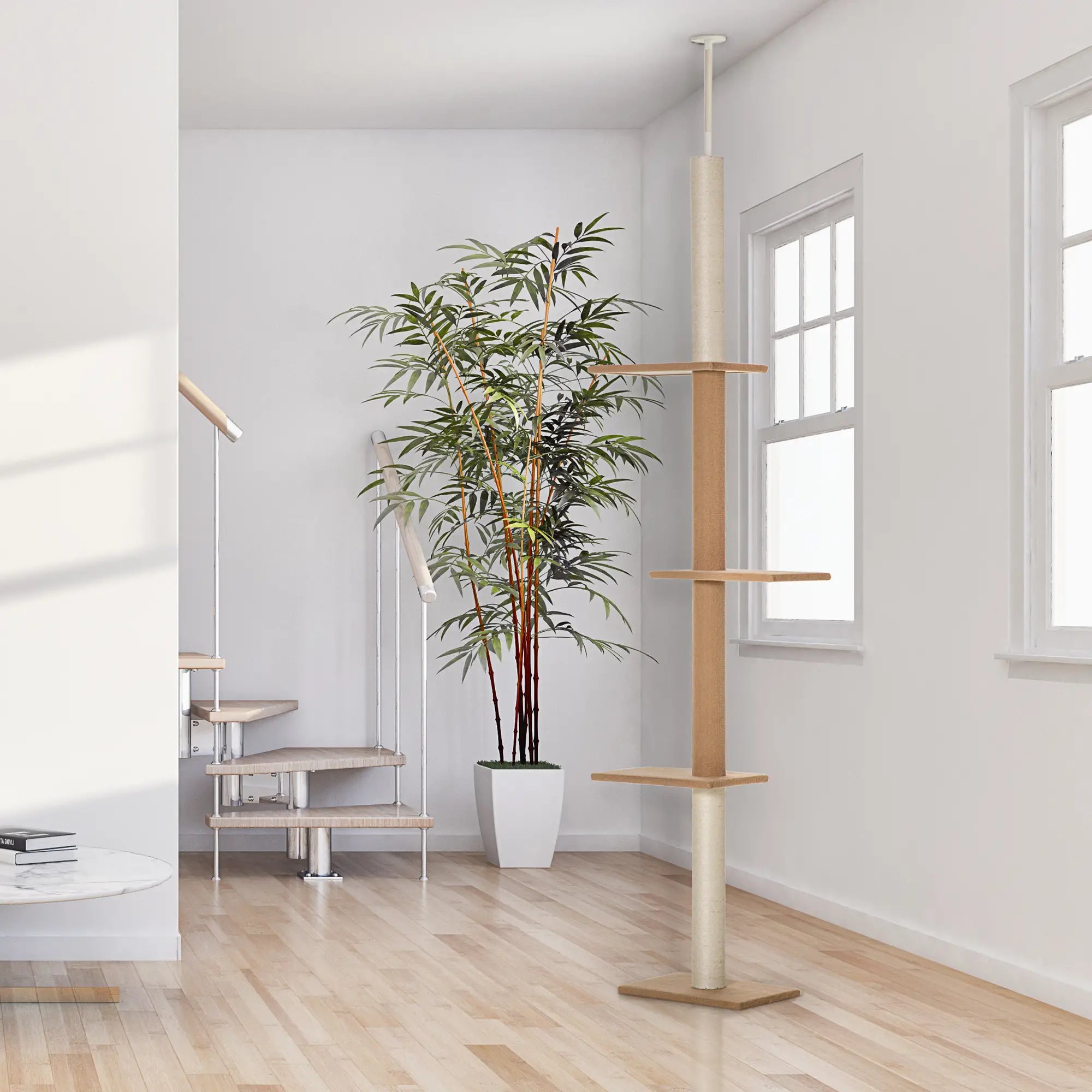 100 Floor To Ceiling Cat Tree, 3 Perches Activity Center, Brown Floor to Ceiling Cat Trees at Gallery Canada