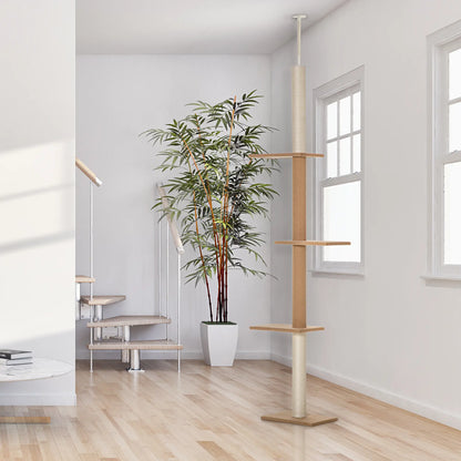 100 Floor To Ceiling Cat Tree, 3 Perches Activity Center, Brown Floor to Ceiling Cat Trees at Gallery Canada