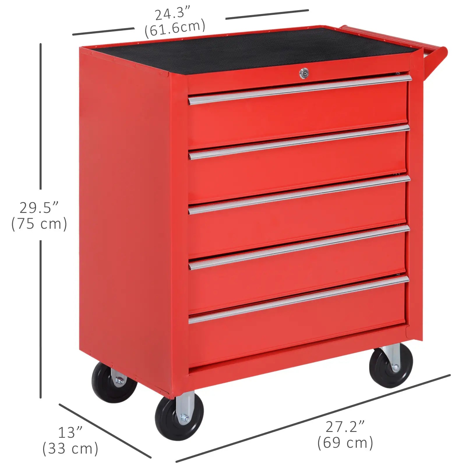 5 Drawer Roller Tool Chest, Mobile Lockable Toolbox, Red Tool Organizers at Gallery Canada