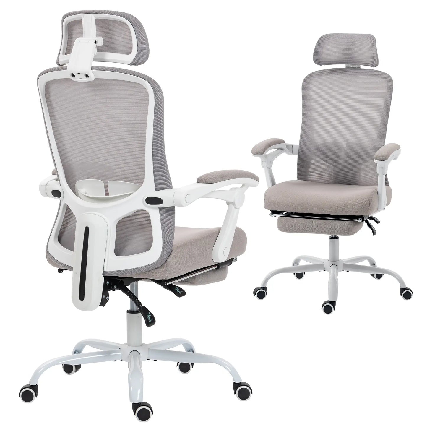 Ergonomic Office Chair, Mesh Reclining Desk Chair, Adjustable Lumbar Support, Headrest, Grey Office Chairs at Gallery Canada