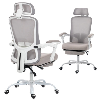 Ergonomic Office Chair, Mesh Reclining Desk Chair, Adjustable Lumbar Support, Headrest, Grey Office Chairs at Gallery Canada