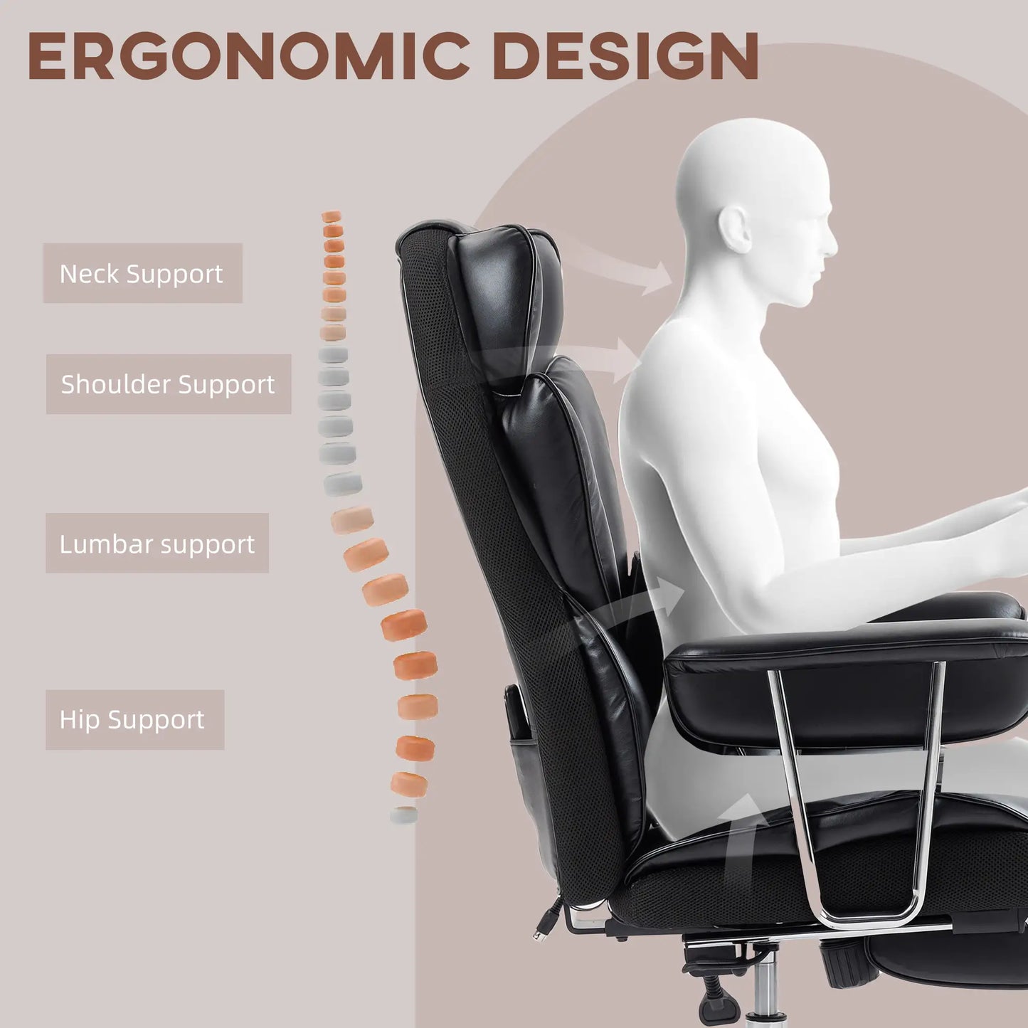 400LBS Massage Office Chair, 6-Point Vibration, Footrest, Lumbar Support, Black Massage Chairs at Gallery Canada