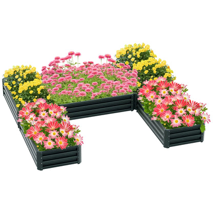 Steel Raised Garden Bed, Set of 5, 8x8x1ft, Green Galvanized Planter Boxes Green at Gallery Canada