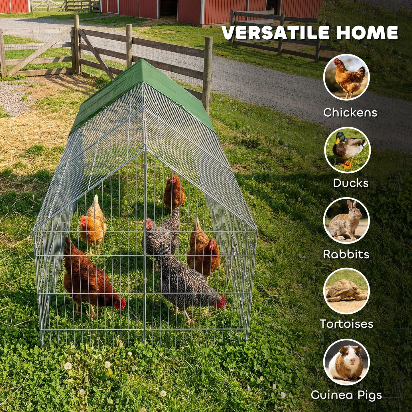 Metal Chicken Coop, UV-Resistant Cover, 106" x 29.5" x 29.5", Green Chicken Coops at Gallery Canada