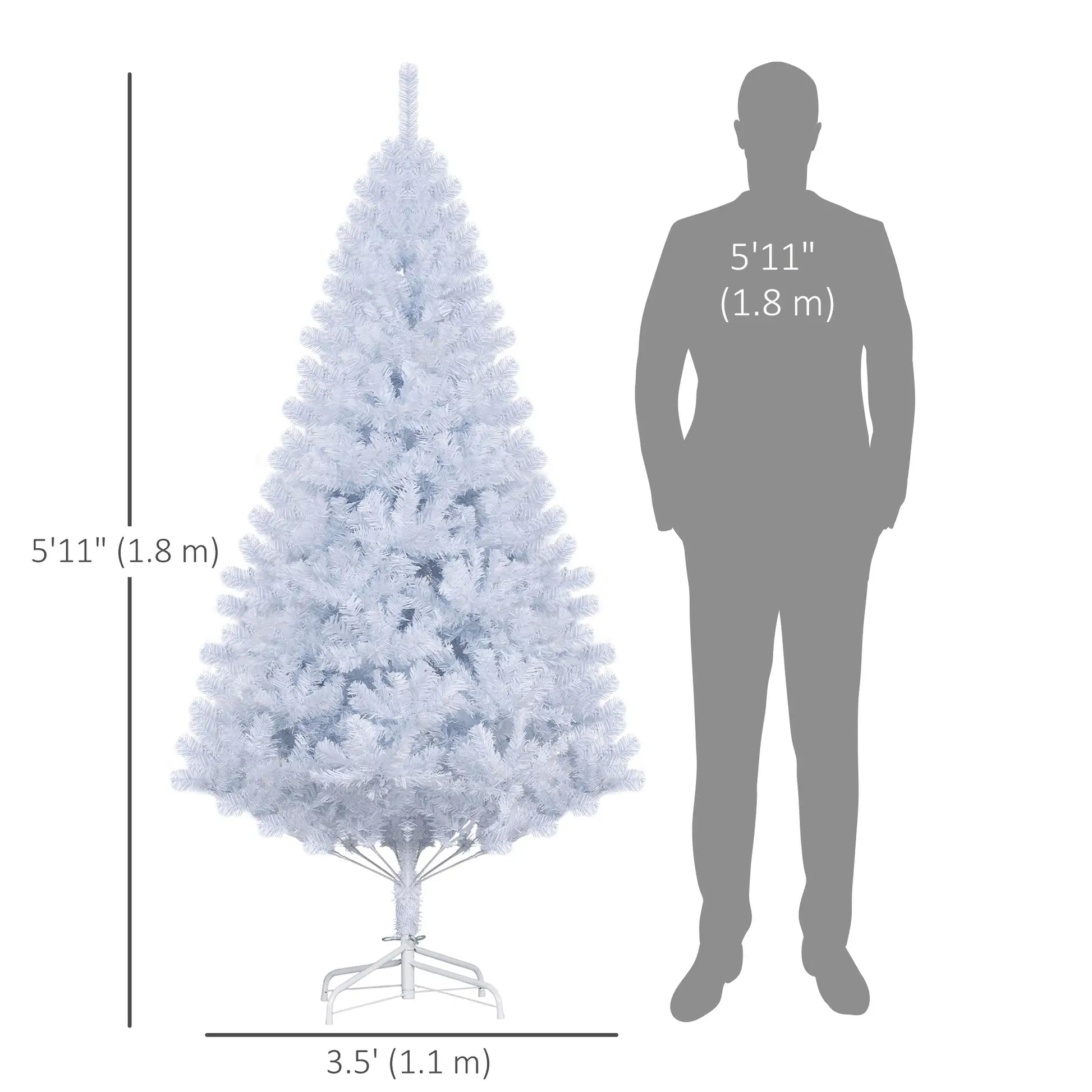 6ft Artificial Christmas Tree, 928 Branch Tips, Metal Stand, White White Christmas Trees at Gallery Canada