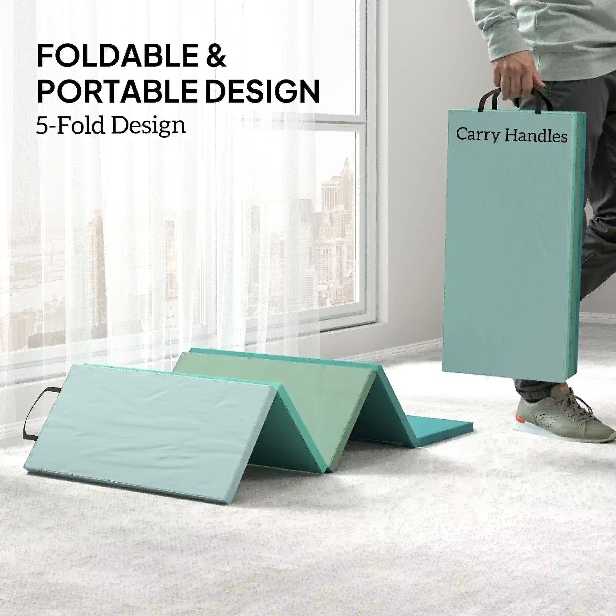 6ft Folding Gymnastics Mat, Thick Exercise Mat, Mixed Green Gymnastics Mats at Gallery Canada