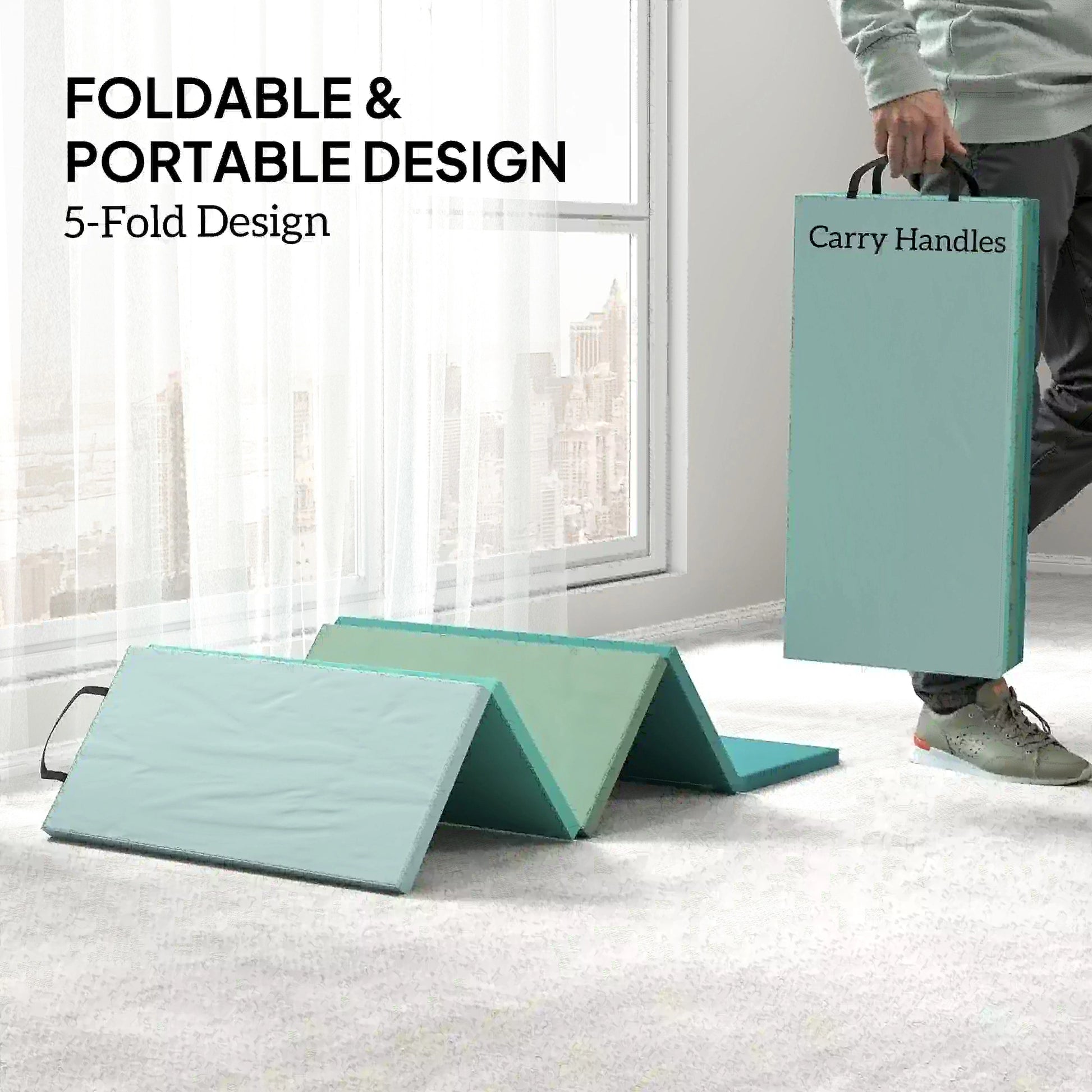 6ft Folding Gymnastics Mat, Thick Exercise Mat, Mixed Green Gymnastics Mats at Gallery Canada