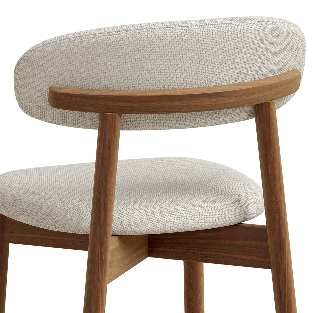 Faux Linen Dining Chairs Set of 2 Cream White Rubberwood Legs, Cream White