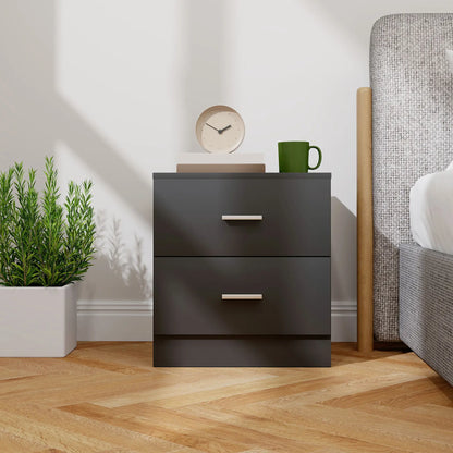 Modern Bedside Table, 2 Drawers, Nightstand for Bedroom, Black Bedside Tables at Gallery Canada