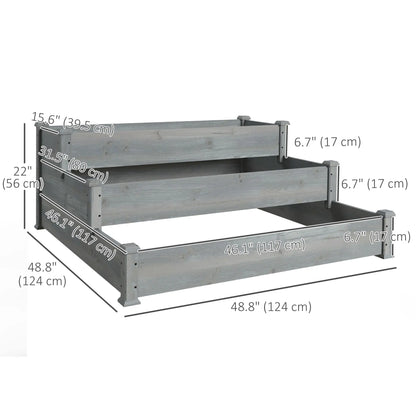 3-Tier Garden Bed Planter Box, 49"x49"x22", Grey Raised Garden Beds at Gallery Canada
