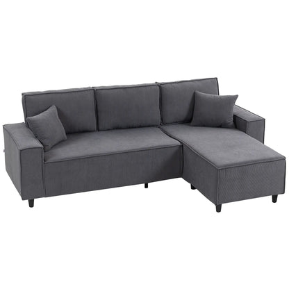 Corner Sofa, L-Shaped Sectional with Chaise, Pocket Spring, 2 Pillows, Charcoal Grey Sofas & Reclining Chairs at Gallery Canada