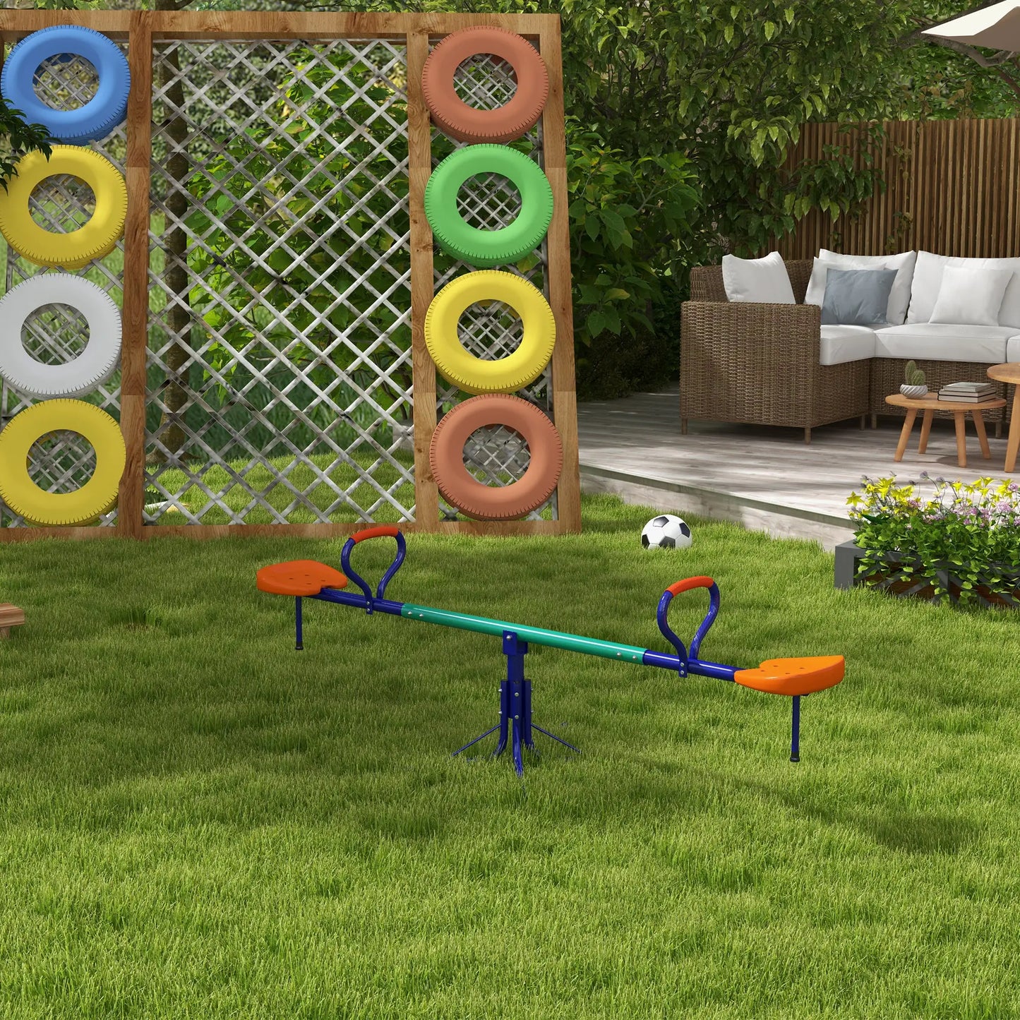 Kids Seesaw Swivel, 360 Degrees Rotating, Outdoor Playground Equipment, Multicoloured Gym Sets & Swings at Gallery Canada