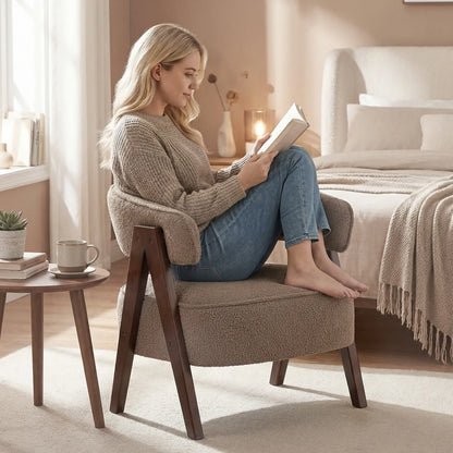 Sherpa Fleece Accent Chair, Upholstered Armchair, Light Brown Accent Chairs at Gallery Canada