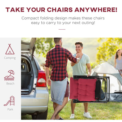 Folding Garden Chairs Set of 2, Reclining Zero Gravity, Wine Red Lounger Chairs at Gallery Canada