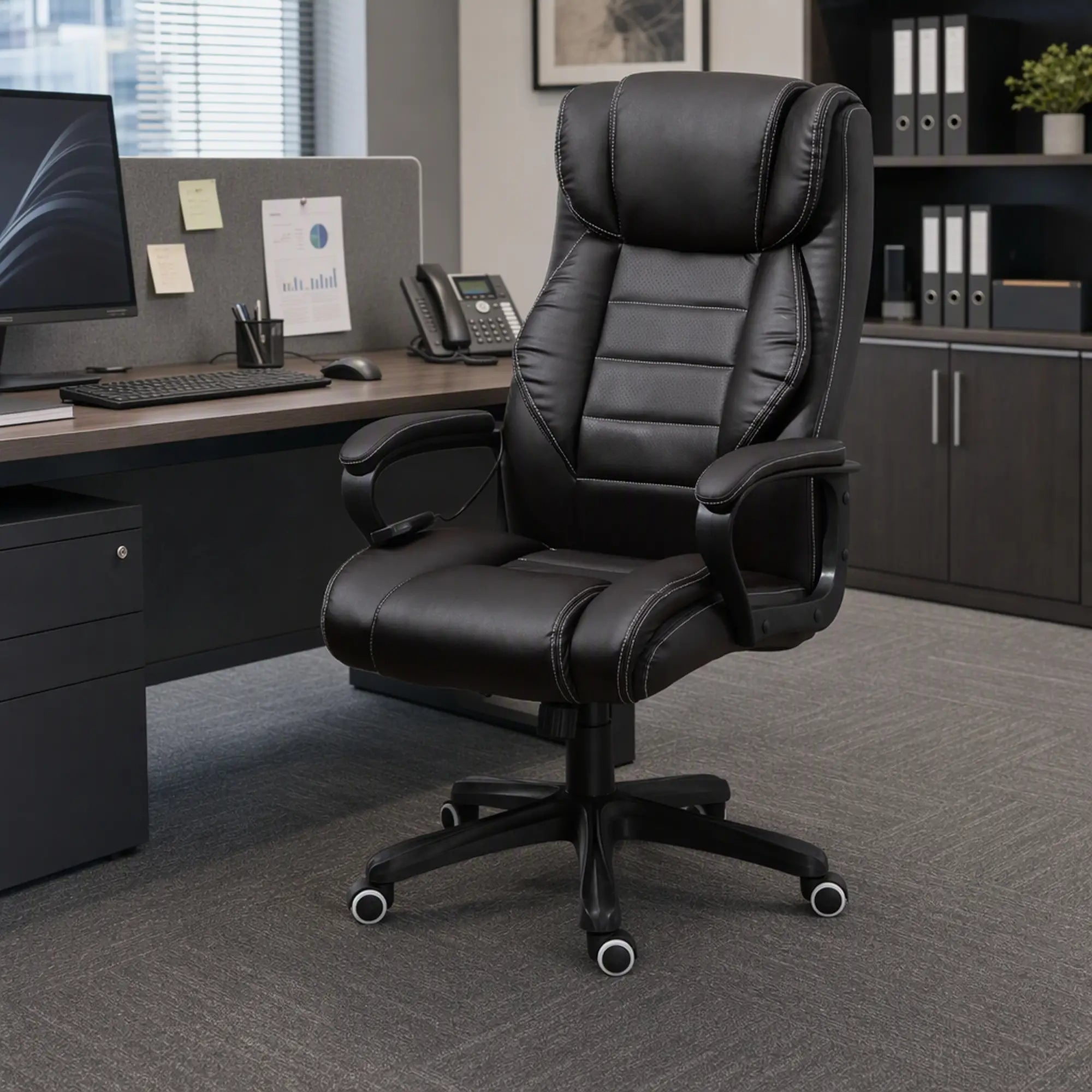 Massage Office Chair, High Back, 6-Point Vibration, Adjustable Height, Brown Massage Chairs at Gallery Canada