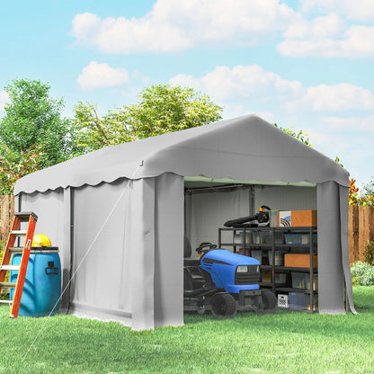 Portable Shed, 13' x 10', Roll-up Zipper Door, Removable Sidewalls, Light Grey Portable Shed at Gallery Canada