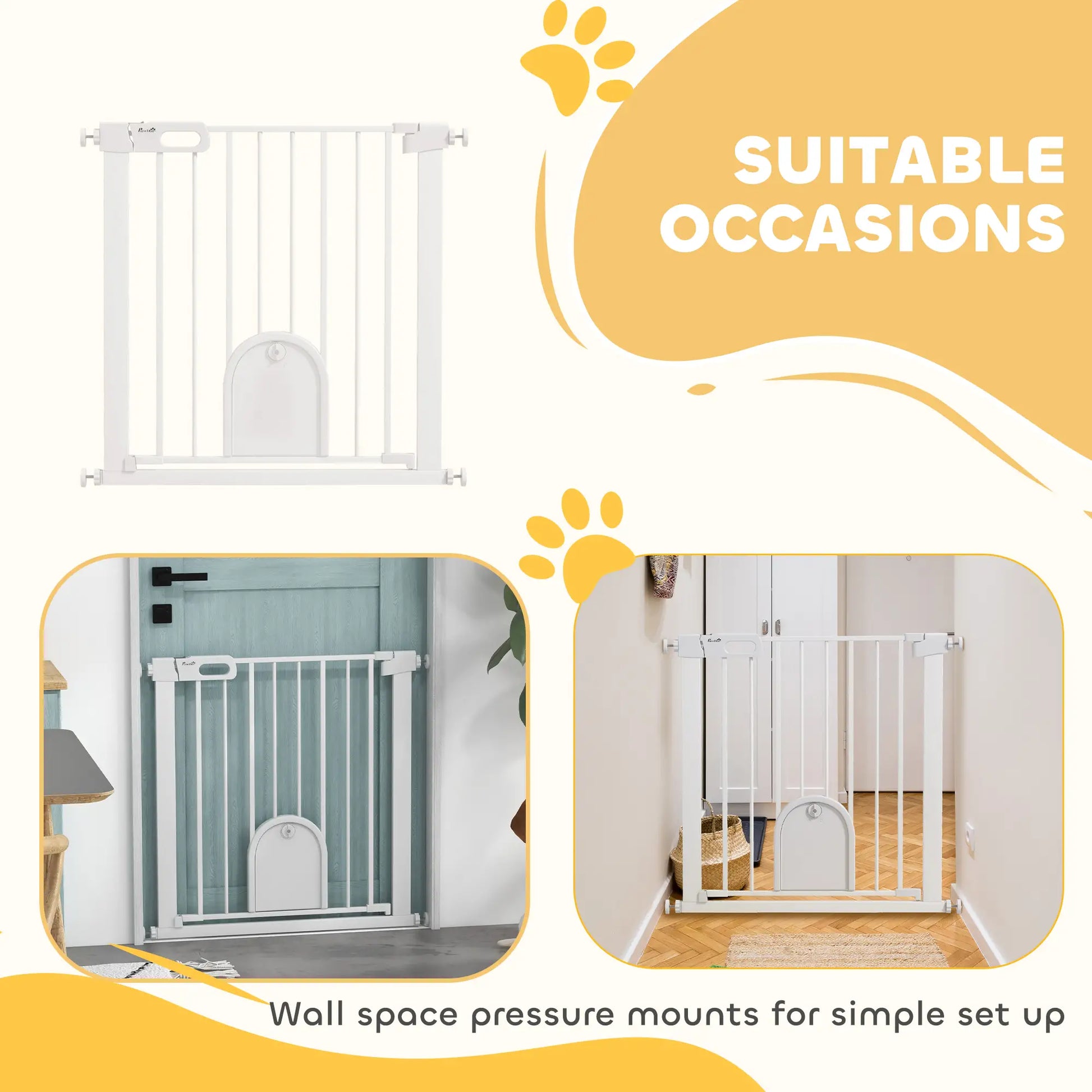 30"-32" Extra Wide Pet Gate, Small Door, 30"H, White Houses, Kennels & Pens at Gallery Canada