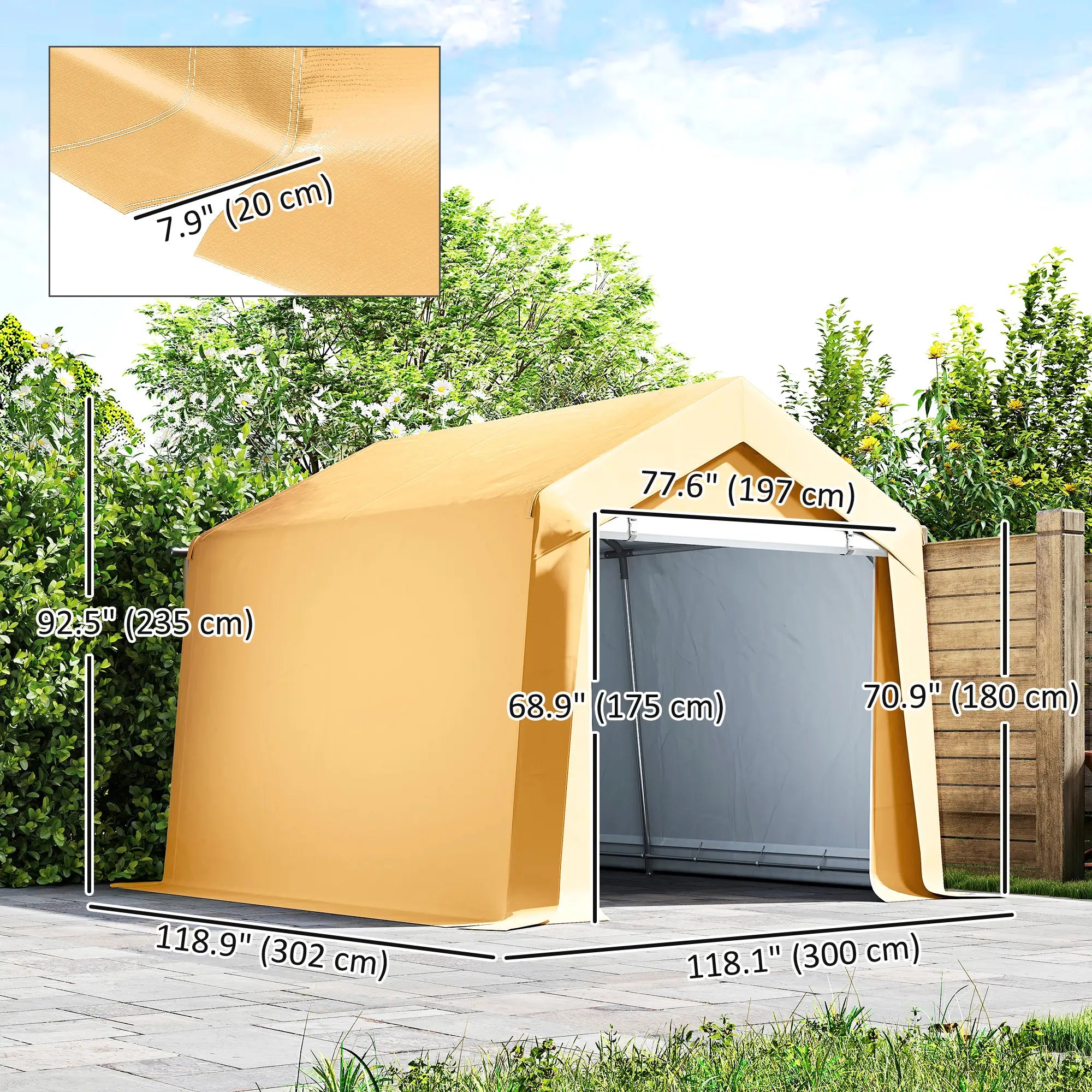 10' x 10' Outdoor Storage Shed, Portable Garage, Roll-up Door, Beige Portable Shed at Gallery Canada