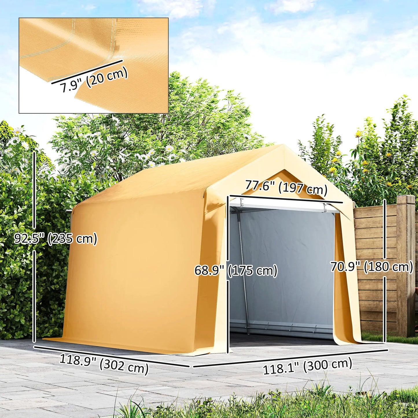 10' x 10' Outdoor Storage Shed, Portable Garage, Roll-up Door, Beige Portable Shed at Gallery Canada