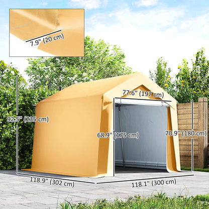 10' x 10' Outdoor Storage Shed, Portable Garage, Roll-up Door, Beige Portable Shed at Gallery Canada