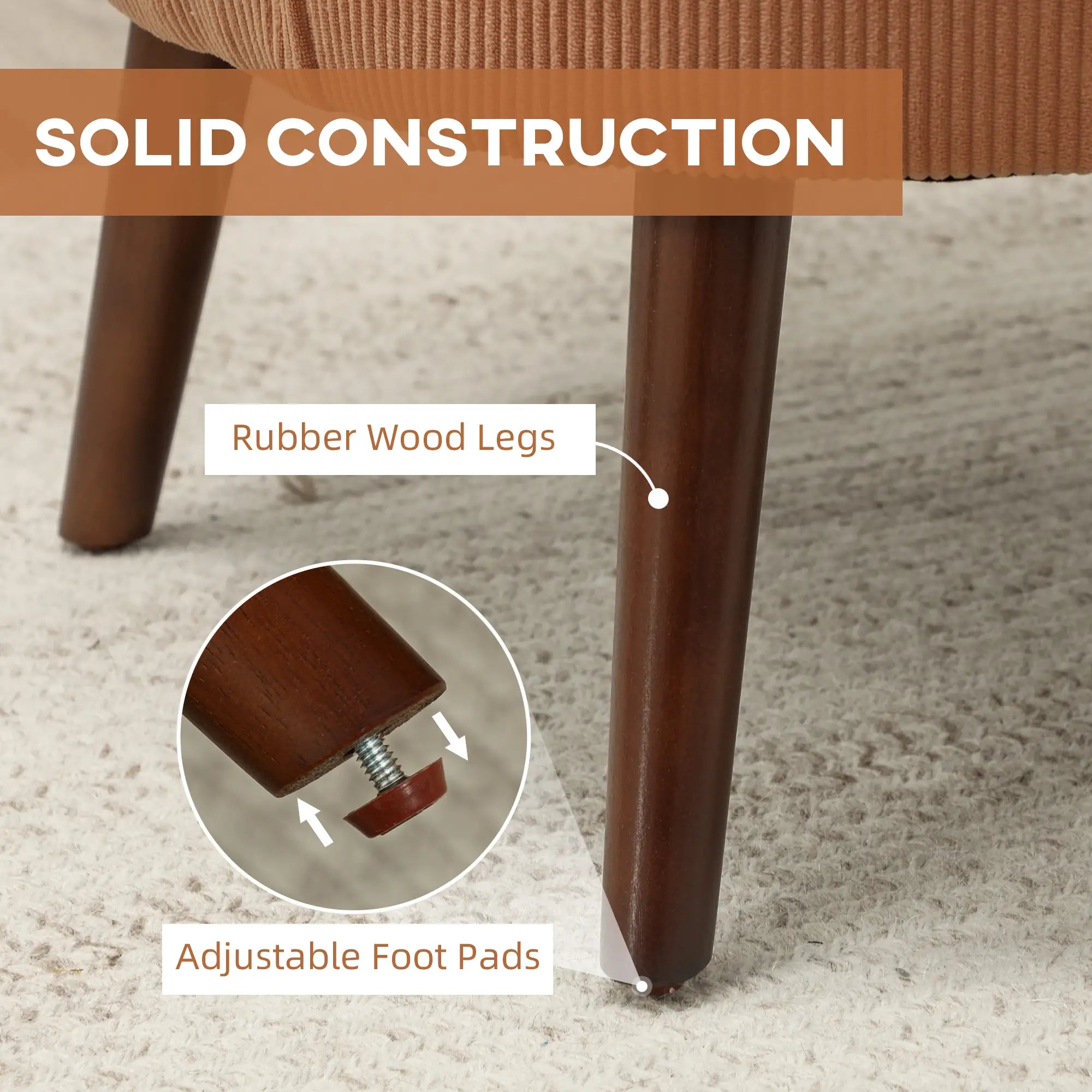 Modern Accent Chair, Upholstered Armchair, Solid Wood Legs, Lumbar Pillow, Orange Accent Chairs at Gallery Canada