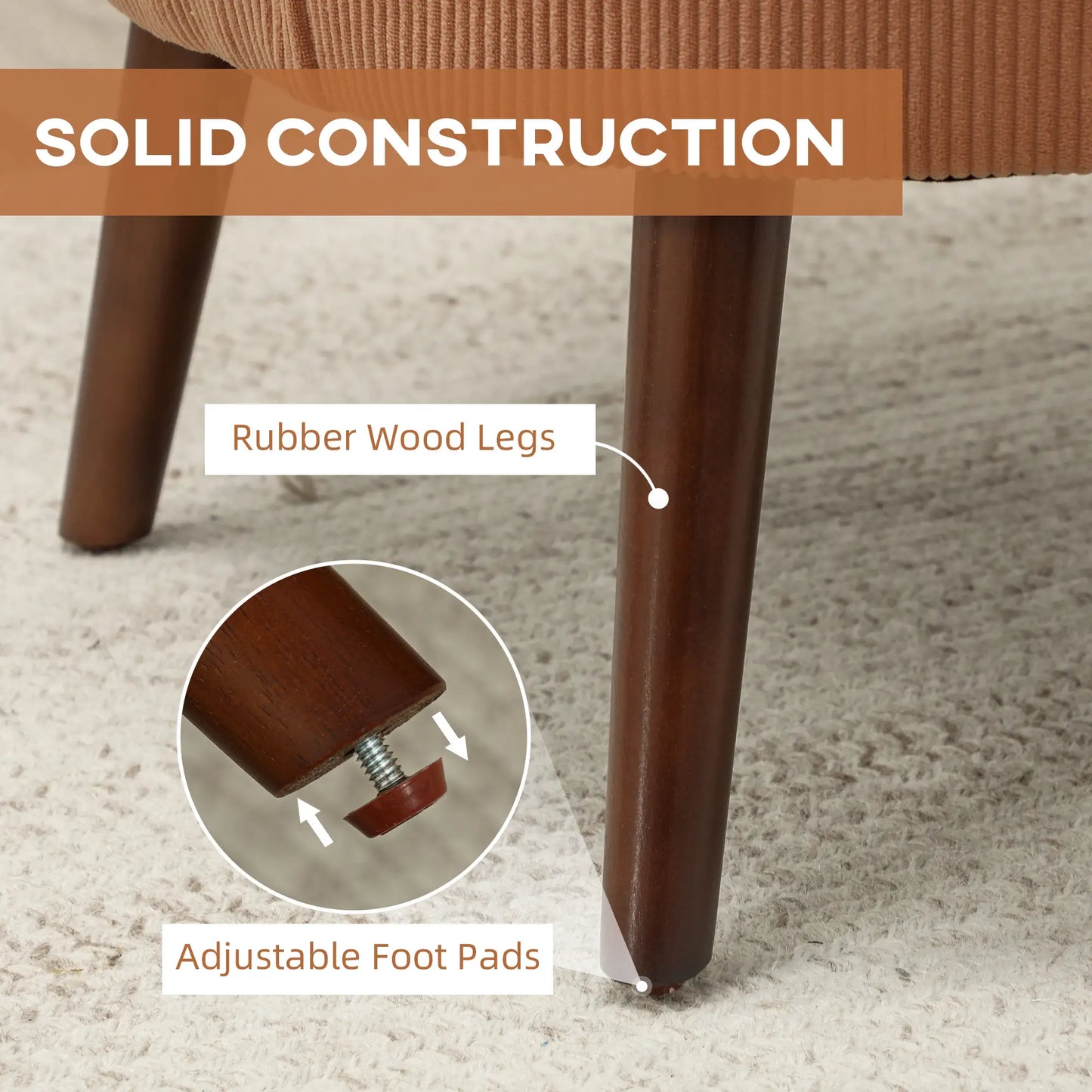 Modern Accent Chair, Upholstered Armchair, Solid Wood Legs, Lumbar Pillow, Orange Accent Chairs at Gallery Canada