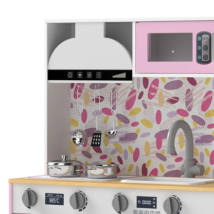 Cuisine de jeu pour enfants avec machine à café, machine à glaçons, rangement, bleue