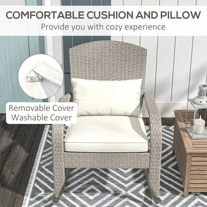 Outdoor Wicker Rocking Chair, High Back, Cream White, Cream White Patio Chairs at Gallery Canada