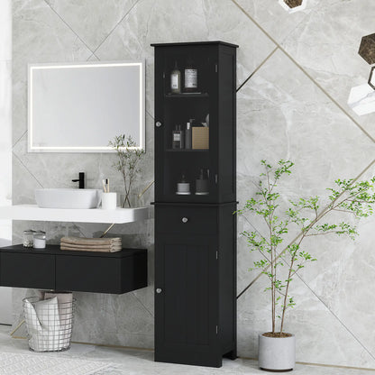 Tall Bathroom Cabinet, 2 Doors, Adjustable Shelves, Black Bathroom Cabinets at Gallery Canada