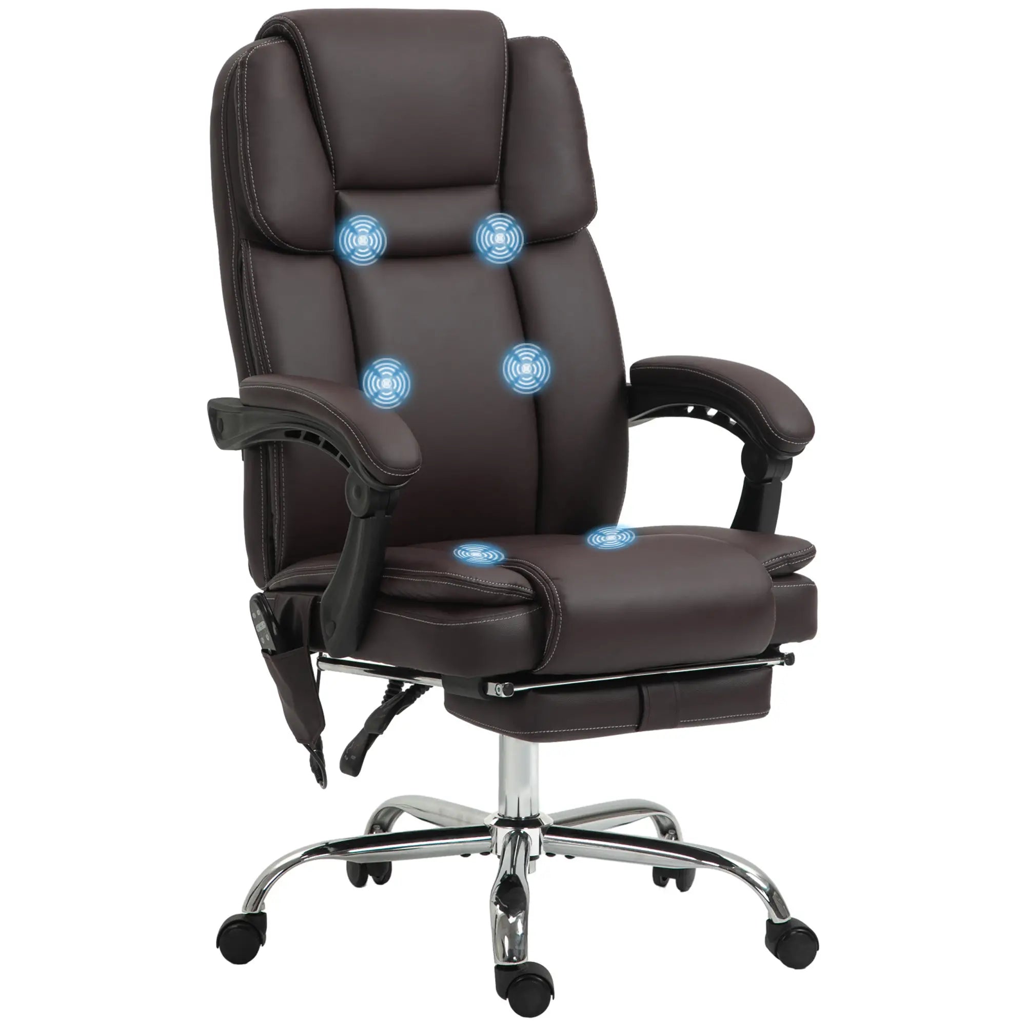 Massage Office Chair, Reclining Executive Chair, 6-Point Vibration, Footrest, Dark Brown Massage Chairs at Gallery Canada