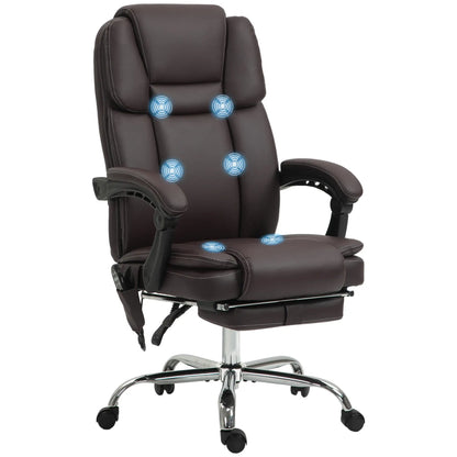 Massage Office Chair, Reclining Executive Chair, 6-Point Vibration, Footrest, Dark Brown Massage Chairs at Gallery Canada