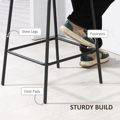 Bar Stools Set of 2, Upholstered Counter Height Bar Chairs, Kitchen Stools with Steel Legs Bar Stools at Gallery Canada