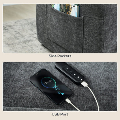 Power Recliner Chair, Quiet Brushless Motor, Remote, Dark Grey Single Sofas at Gallery Canada