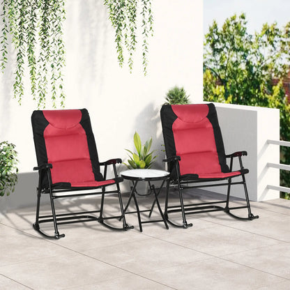3pc Patio Rocking Chair Set, Foldable, Outdoor, Red Outdoor Rocking Chairs at Gallery Canada