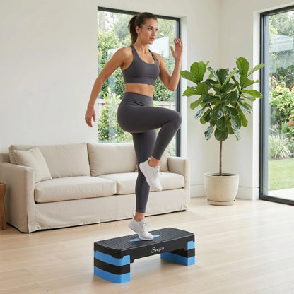 Aerobic Exercise Step Platform, 4"/6"/8" Adjustable Aerobic Stepper with Risers, Workout Stepper for Home Gym, Blue Aerobic Equipment at Gallery Canada