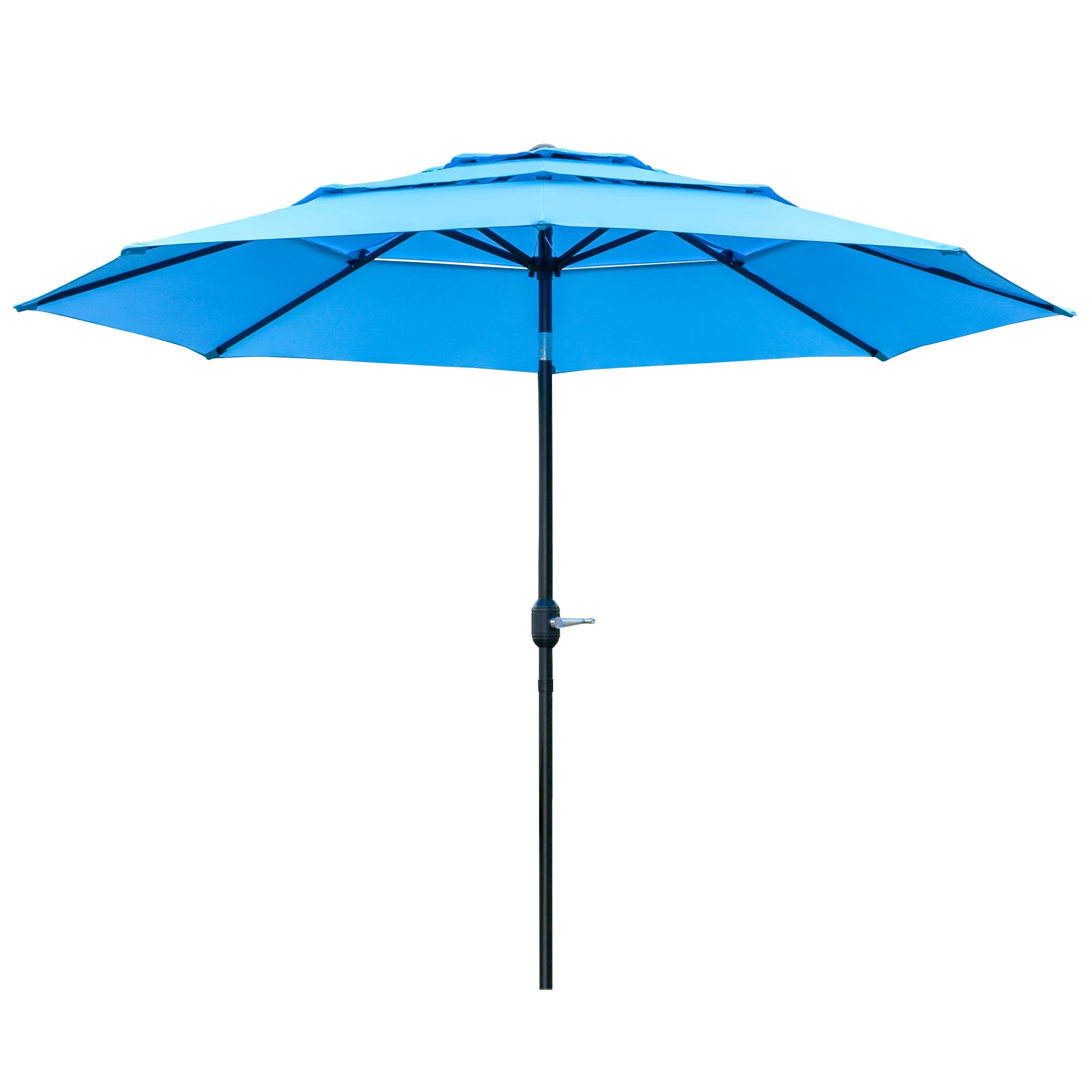 9FT 3 Tiers Patio Umbrella, Crank Push Button Tilt, Sky Blue Sun Umbrellas Sky Blue, Black at Gallery Canada